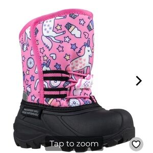 Pink and Black Insulated Winter Boots with Waterproof Sole